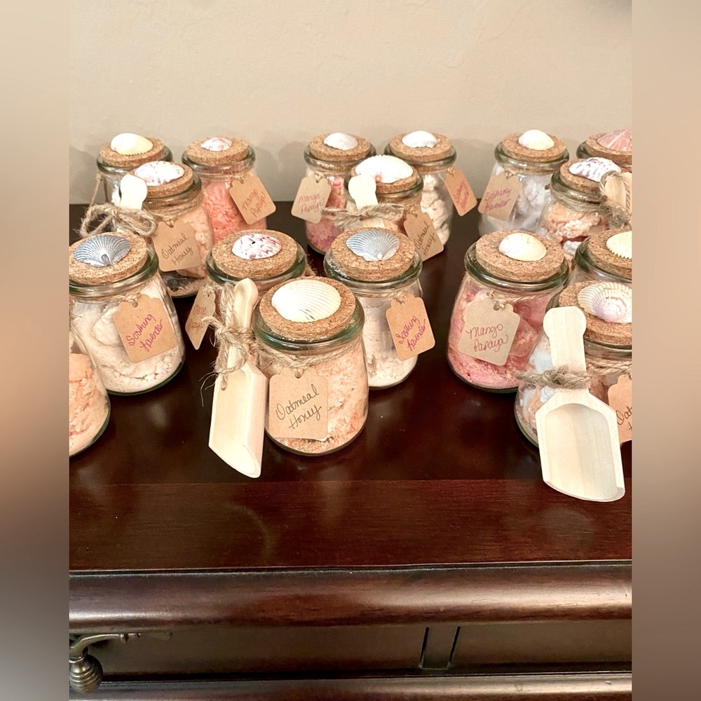 Sets of 3 Shea Butter Bath Crumbles/Shower Steamers In Decorative 6oz Glass Jars